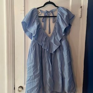 Baby Blue / periwinkle backless tie-back minidress